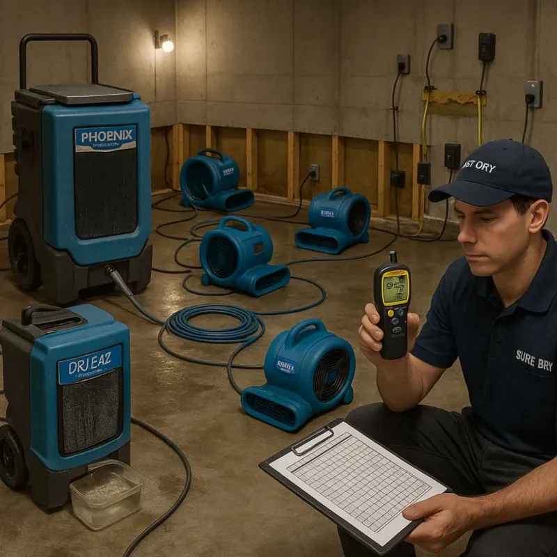 Structural Drying and Dehumidification process in Meridian, PA